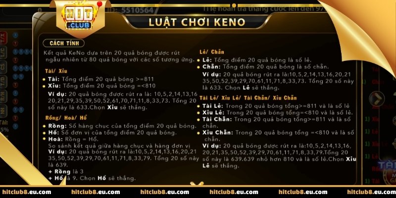 Chơi keno là trò chơi chọn số trong đó người chơi lựa chọn một tập hợp số theo quy định