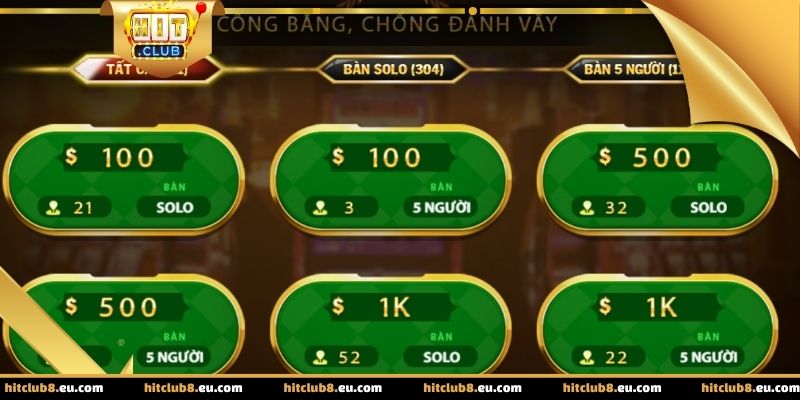 Giao diện bàn chơi bài sâm trực tuyến tại Hitclub