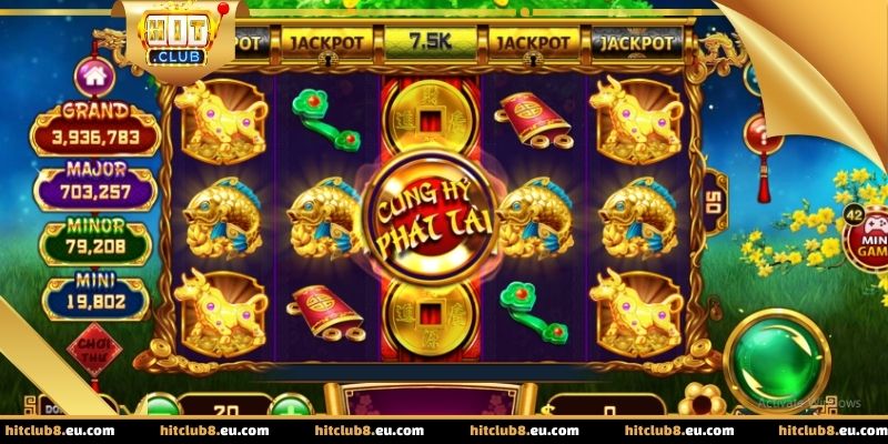 Giao diện của Cung Hỷ Phát Tài với 5 cột và 3 hàng