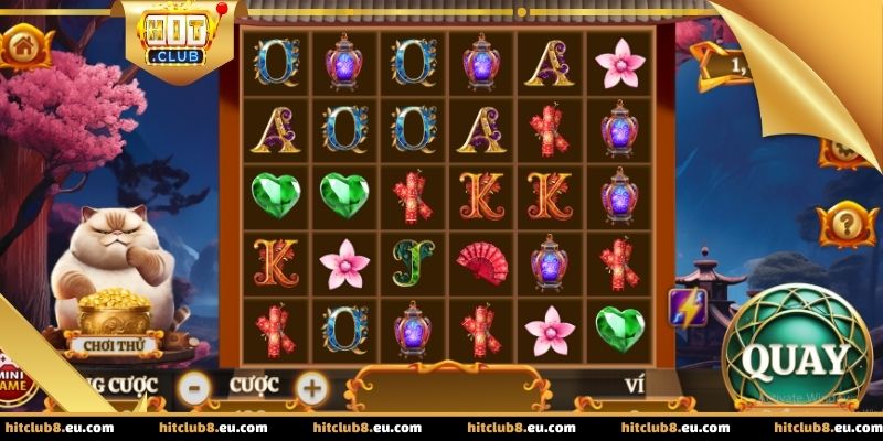 Giao diện sinh động và các biểu tượng hấp dẫn trong Mèo Tài Lộc